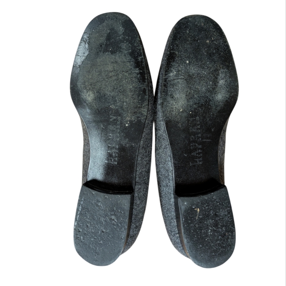 Lauren Ralph Lauren Charcoal Gray Monogrammed Wool Loafer Size 6 - Picture 6 of 11
